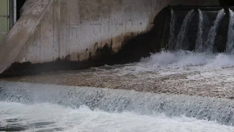 Spillway of a dam Stock Footage 101479812