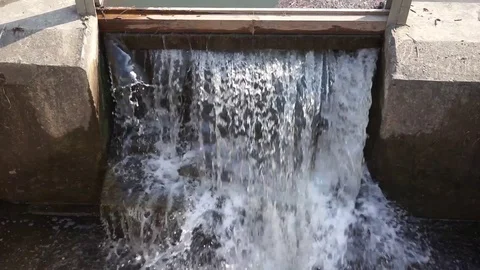 Spillway on the dam. Slow motion 3 Stock Footage 106897959