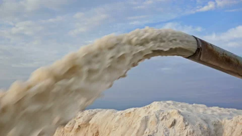 Spillway into the river from the industrial complex. Environmental pollution Stock Footage 136475661