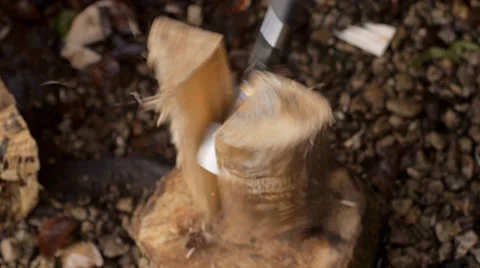 Spiltting logs, overhead Stock Footage 34371515