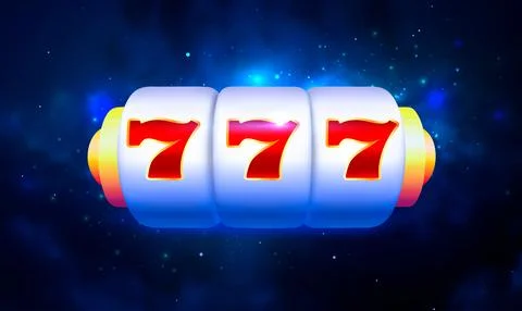 Spin and Win Slot Machine. Trendy Casino Design with Space Background Stock Illustration