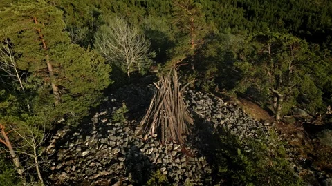 Spin-around historical beacon from medieval times Stock Footage 246528836