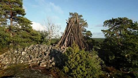 Spin-around historical beacon from medieval times Stock Footage 246529142