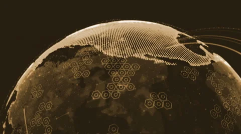 Spin around planet globe (Golden) Stock Footage 48641732