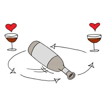 Spin the bottle game Stock Illustration