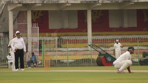 Spin Bowling during Quaid-e-Azam Trophy Cricket Match Stock Footage 86600172