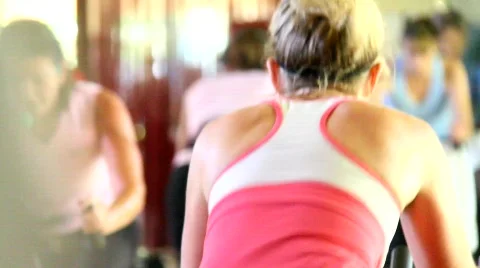 Spin Class Women 1 Stock Footage 754079