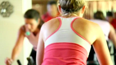 Spin Class women 2 Stock Footage 754081