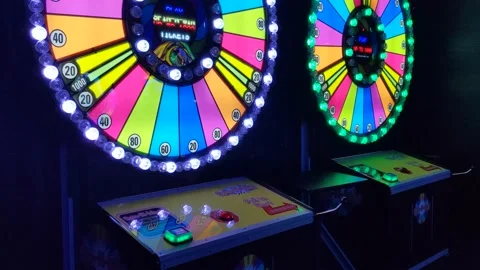 Spin-N-Win Wheel Arcade Game Stock Footage 147145785