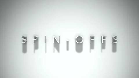 Spin-offs 3D title animation with shadows on a white background Stock Footage 296901555
