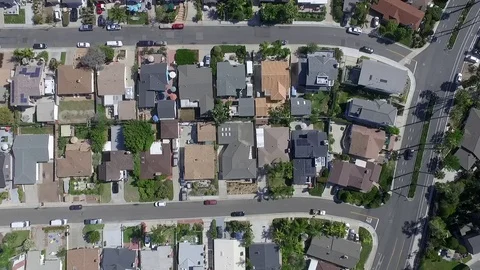 Spin view from drone of residential area in San Juan Capistrano Stock Footage 73720152