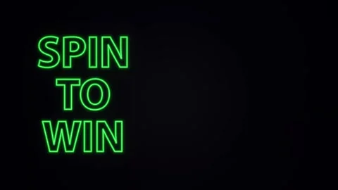 Spin To Win Neon Sign Glowing on Dark Stage Background Stock Footage 340012608