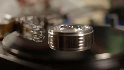 Spin up, working process and stop of hard disk drive (hdd) Stock Footage 80116287