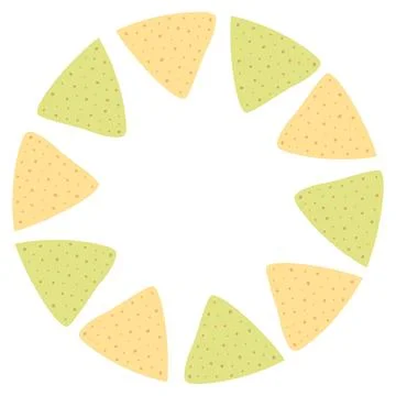 Spinach and corn nachos Abstract round frame Copy space Lettering template Stockillustratie