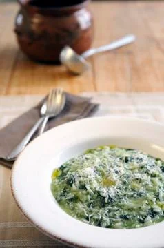 Spinach and parmesan risotto Stock Photos