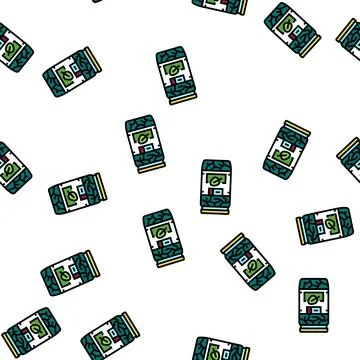 Spinach in bottle vector seamless pattern Stock Illustration