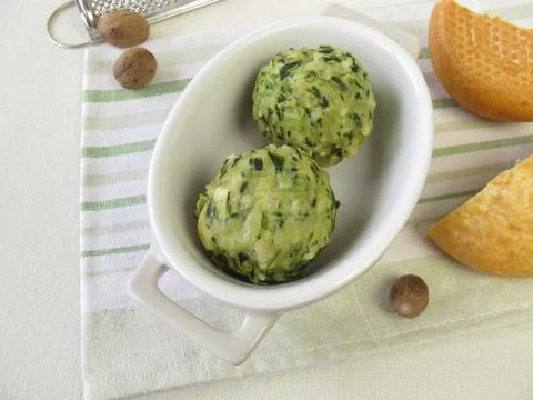 Spinach bread dumplings Stock Photos
