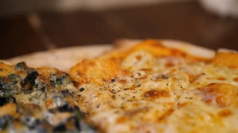 Spinach Cheese Pizza and Double Cheese Pizza Close Up 스톡 동영상 329347601