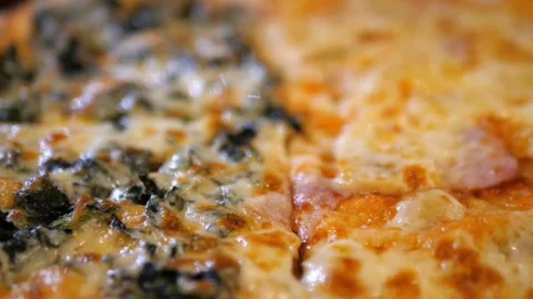 Spinach Cheese Pizza and Double Cheese Pizza Close Up 스톡 동영상 329347726