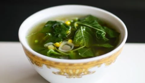 Spinach Clear Soup Stock Photos