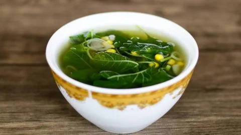 Spinach Clear Soup Stock Photos