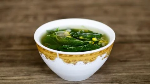 Spinach Clear Soup Stock Photos