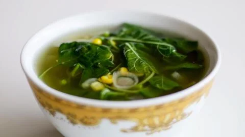Spinach Clear Soup Stock Photos