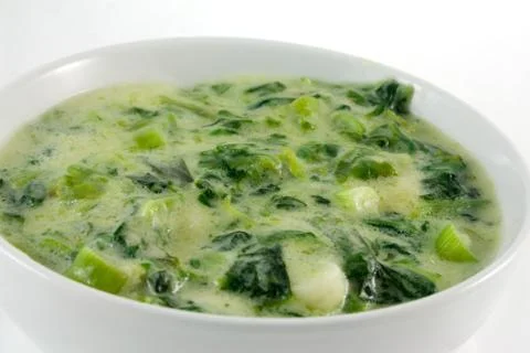 Spinach cream soup Stock Photos