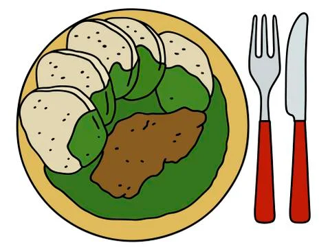 Spinach with dumplings Stock Illustration