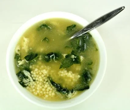 Spinach egg drop soup Stock Photos