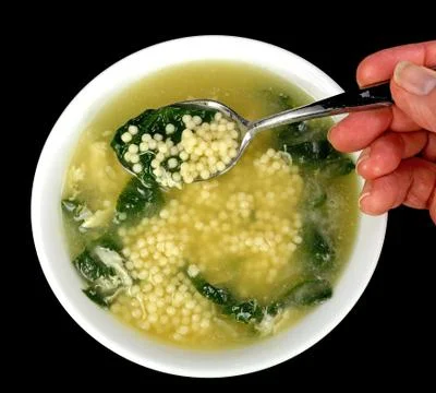 Spinach egg drop soup Stock Photos