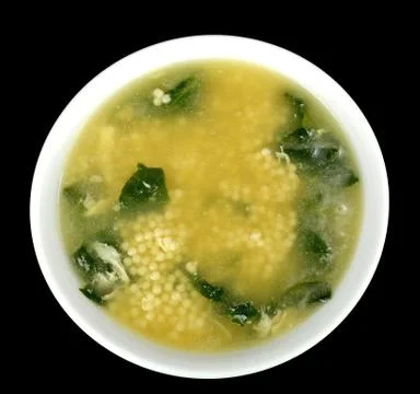 Spinach egg drop soup Stock Photos