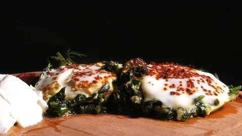 Spinach with Eggs 1 Stock Footage 104900039