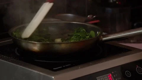 Spinach on fire Stock Footage 150267691