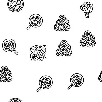 Spinach Healthy Eatery Ingredient vector seamless pattern Stock Illustration
