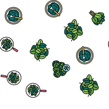 Spinach Healthy Eatery Ingredient vector seamless pattern Stock Illustration