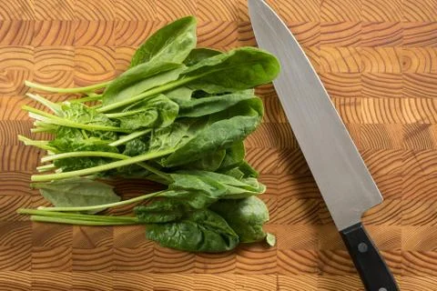 Spinach with Knife Stock Photos
