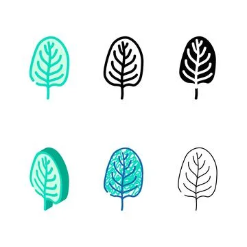 Spinach leaf color icon vector set Stock Illustration