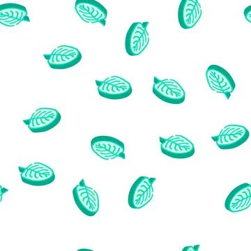 Spinach leaf isometric icon seamless pattern Stock Illustration