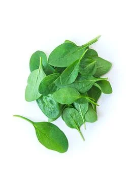 Spinach leaves isolate on white background. Selective focus. Stock Photos