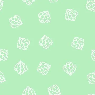 Spinach leaves line vector seamless pattern Stock Illustration