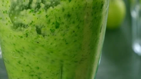Spinach or apple, fruity green smoothie Stock Footage 155783801