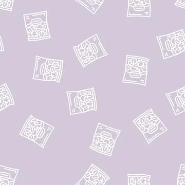 Spinach package bag line seamless pattern Stock Illustration