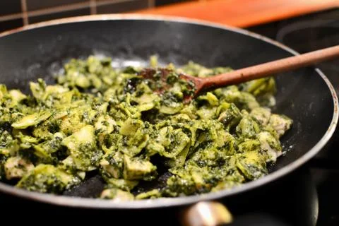 Spinach pasta 库存照片
