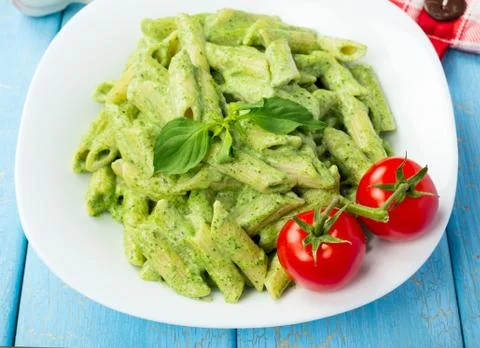 Spinach pasta Stock Photos
