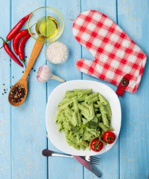 Spinach pasta Stock Photos