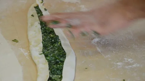 Spinach pita Stock Footage 245984217