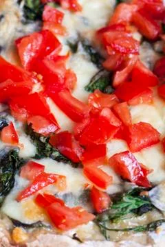 Spinach pizza closeup Stock Photos