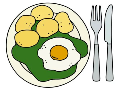 Spinach with potatoes Stock Illustration