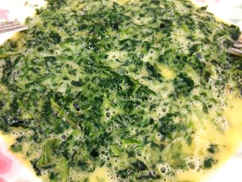 Spinach quiche lorraine before cooked Stock Photos